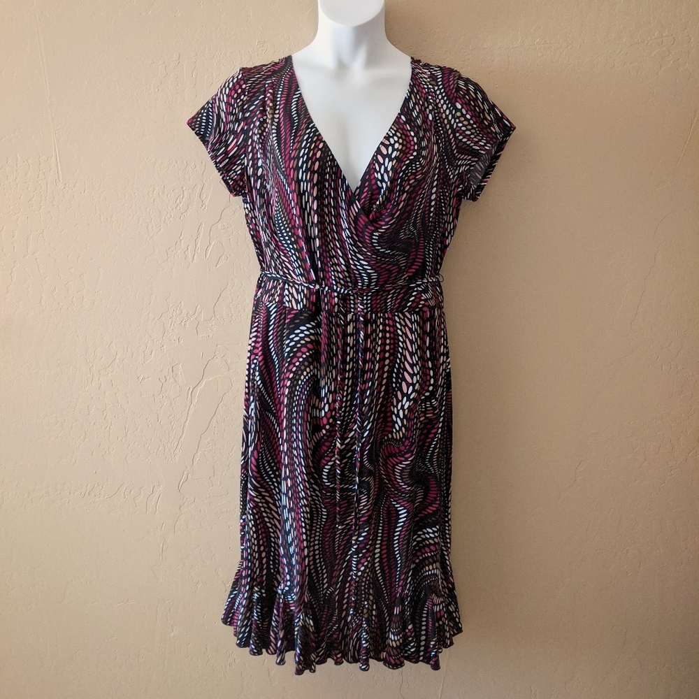 Lily Plus Size Surplice Jersey Cap Sleeve Dress 1X